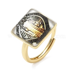 Brass Epoxy Cuff Open Rings for Women&nbsp;RJEW-K264-17G-02