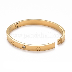 304 Stainless Steel Flat with Heart Pattern Bangle&nbsp;BJEW-F430-01