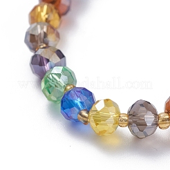 Electroplate Faceted Abacus Glass Beaded Stretch Bracelets&nbsp;BJEW-JB04876