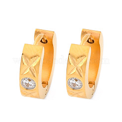 304 Stainless Steel with Cubic Zirconia Polishing effect Hoop Earrings&nbsp;EJEW-M001-25G