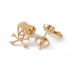 304 Stainless Steel Tiny Hollow Out Skull Stud Earrings for Women&nbsp;STAS-A065-07G