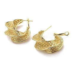 Rack Plating Brass Twist Teardrop Hoop Earrings&nbsp;EJEW-D063-01G