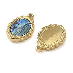 Oval 304 Stainless Steel Natural Shell Pendants Ion Plating(IP)&nbsp;STAS-U037-01G-01