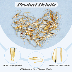 100Pcs 316 Stainless Steel Earring Hooks&nbsp;STAS-HS0001-16