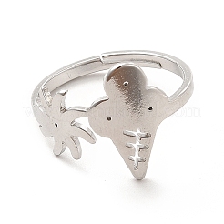 Non-Tarnish 201 Stainless Steel Sun & Ice Cream Adjustable Ring for Women&nbsp;RJEW-F131-02P