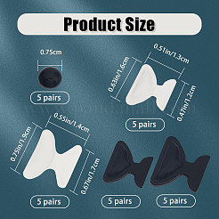 25 Pairs 5 Style Butterfly & Flat Round Anti-Slip Adhesive Soft Silicone Eyeglass Nose Pads&nbsp;FIND-GF0004-10
