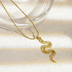 Vintage 304 Stainless Steel Snake Animal Pendant Necklaces&nbsp;LV0178-1