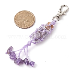 Glass Wishing Bottle inside Chakra Gemstone Chip Pouch Pendant Decorations&nbsp;HJEW-JM01910