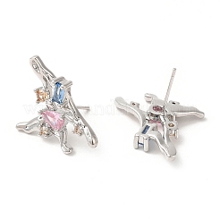 Colorful Cubic Zirconia Butterfly Stud Earrings&nbsp;EJEW-H092-04P