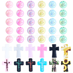 12Pcs 12 Colors Cross Silicone Focal Beads&nbsp;SIL-BM0001-05