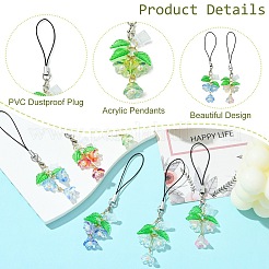 12Pcs 6 Colors Acrylic & Glass & Lampwork Mobile Straps&nbsp;HJEW-CJ00077