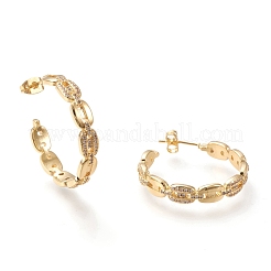 Brass Micro Pave Clear Cubic Zirconia Stud Earrings&nbsp;EJEW-I251-02G