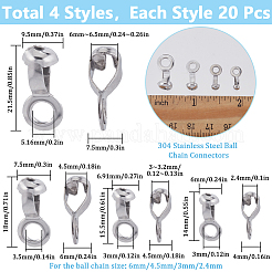 80Pcs 4 Styles 304 Stainless Steel Ball Chain Connectors&nbsp;FIND-SC0011-11