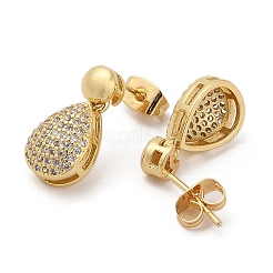 Brass Micro Pave Cubic Zirconia Dangle Stud Earrings&nbsp;EJEW-P252-01G
