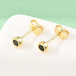 Brass Micro Pave Cubic Zirconia Stud Earrings&nbsp;EJEW-F405-22B-G01
