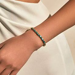 Synthetic Turquoise & Brass Beaded Bracelets for Women&nbsp;XC1263
