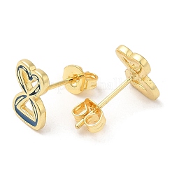 Rack Plating Brass Infinity Heart Stud Earrings with Enamel&nbsp;EJEW-K247-04G