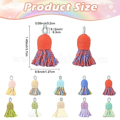 10Pcs 10 Colors Cotton Tassel Pendants&nbsp;FIND-YW0011-74