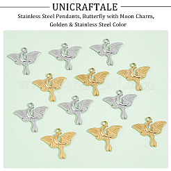 12Pcs 2 Colors Ion Plating(IP) 304 Stainless Steel Pendants&nbsp;STAS-UN0045-04