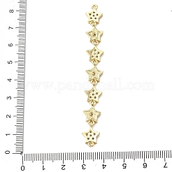 Brass Micro Pave Clear Cubic Zirconia 7 Star Links Connector Charms&nbsp;KK-H539-16G-04