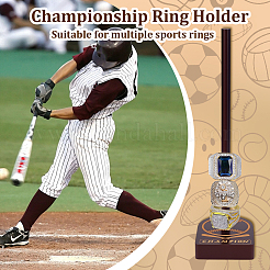 Baseball Theme Coconut Brown Wood Ring Organizer Display Stands&nbsp;RDIS-OC0001-06