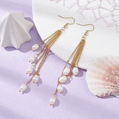 Natural Pearl Beads Dangle Earrings&nbsp;EJEW-JE05413-01