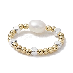 Brass Beads & Synthetic Hematite Beads Elastic Rings for Women&nbsp;RJEW-JR00806