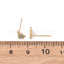 Brass Micro Pave Cubic Zirconia Charistmas Tree Stud Earrings&nbsp;EJEW-L278-09G