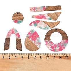 Walnut Wood & Transparent Resin Pendants&nbsp;WD-CBA583A-17