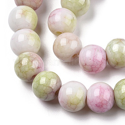 Ombre Effect Dyed Crackle Glass Round Beads Strands&nbsp;X1-GLAA-T031-01H