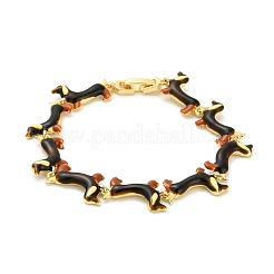 Brass Enamel Link Bracelets for Women&nbsp;BJEW-B149-03G