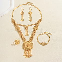 Vintage Alloy Hollow Flower Bracelets & Earrings & Necklaces & Rings Sets for Women&nbsp;US8620