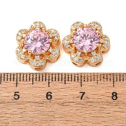 Brass Micro Pave Pink Cubic Zirconia Beads&nbsp;CU-CBAEC99-32G-02