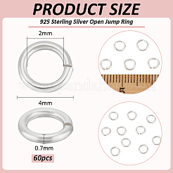 60Pcs 925 Sterling Silver Open Jump Ring&nbsp;STER-BC0002-57B