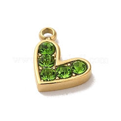 Golden Tone 304 Stainless Steel Rhinestone Charms&nbsp;STAS-L025-005G-05