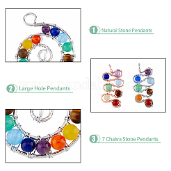 8pcs 2 styles Natural Mixed Stone Brass Big Pendants&nbsp;FIND-DC0002-51