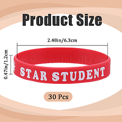 Word Star Student Silicone Cord Bracelet Wristband&nbsp;BJEW-WH0018-49A