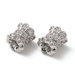 Brass Micro Pave Cubic Zirconia Beads&nbsp;KK-P239-34P