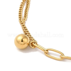 Stainless Steel Round Ball Pendant Necklace&nbsp;NJEW-D054-03G