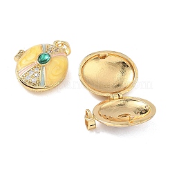 Brass Enamel Locket Pendants&nbsp;KK-F923-01G