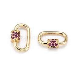 Brass Micro Pave Cubic Zirconia Screw Carabiner Lock Charms&nbsp;ZIRC-G156-11G