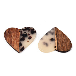 Transparent Resin & Walnut Wood Pendants&nbsp;RESI-TAC0017-73-B02