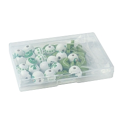 40Pcs 4 Styles Saint Patrick's Day Theme Spray Painted Natural Wood Beads&nbsp;WOOD-FS0001-13