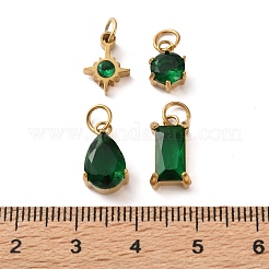 4Pcs 4 Styles 304 Stainless Steel & Glass Pendants&nbsp;GL-CBAC8BB-01G-05