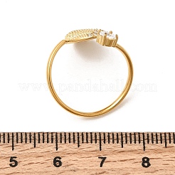 304 Stainless Steel Micro Pave Cubic Zirconia Cuff Open Rings&nbsp;RJEW-Z130-01G-03