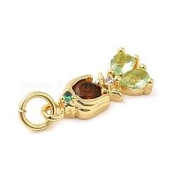 Rack Plating Brass with Cubic Zirconia Pendants&nbsp;KK-Q784-10G-01
