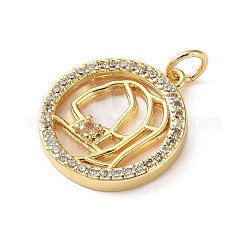 Brass Micro Pave Clear Cubic Zirconia Pendants&nbsp;CU-CBA03AF-06A-G