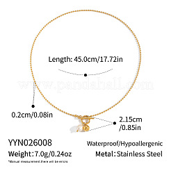 304 Stainless Steel and Faux Pearl Round Pendant Necklaces with OT Clasps for Women&nbsp;AR1092