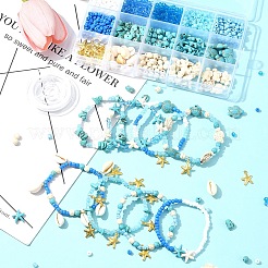 DIY Synthetic Turquoise & Seed Beads Bracelets Making Kits&nbsp;DIY-FS0006-99