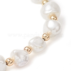 Electroplated Shell Pearl & Brass Beads Stretch Bracelets for Women&nbsp;BJEW-JB13013